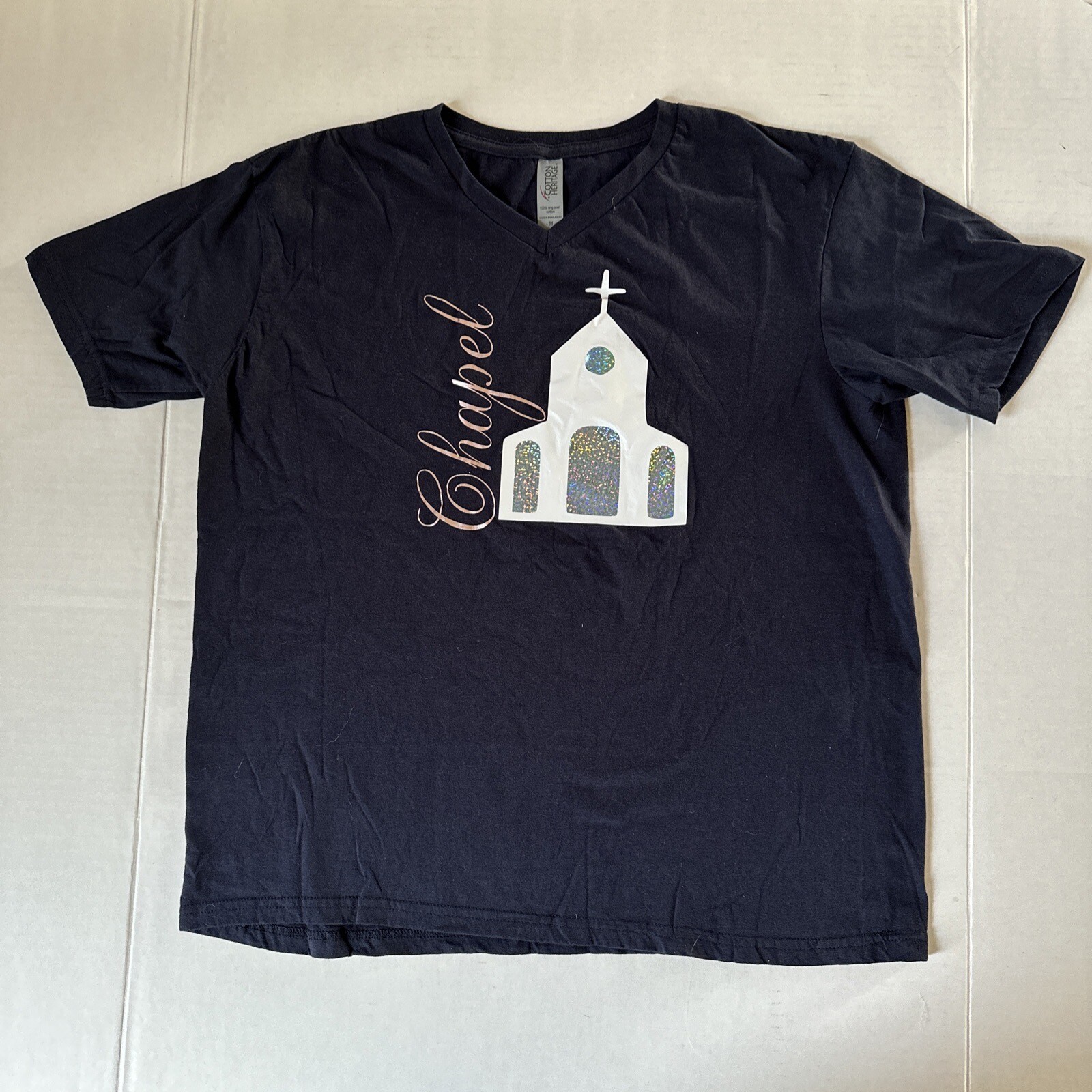 Unique Cotton Heritage Women’s Christian Black T Shirt Size M