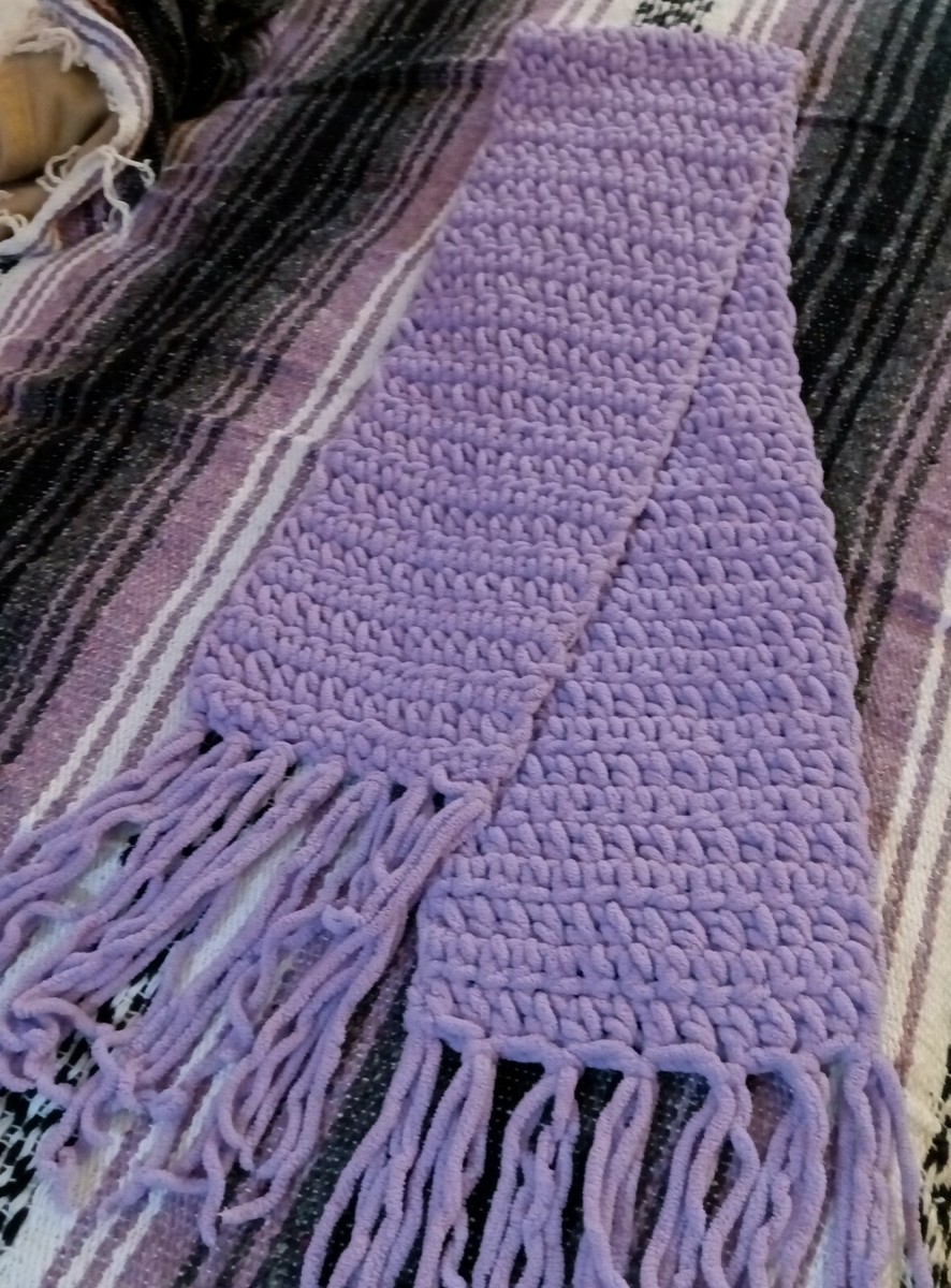 Scarf Handmade Knit Crochet NEW Muffler Thick Wide Soft Blue/wt OR