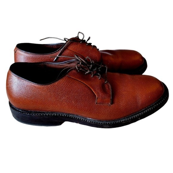 SAOLA Scarpe eleganti derby Allen Edmonds Leeds con lacci marroni in pelle a grana di ciottoli taglia 7D