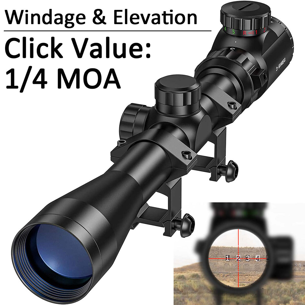 3-9X40 Rifle Scope Red Green Dual Illuminated Optical Air Gun
