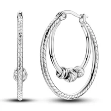 MULA Snake Bone Circle Hoop Earrings CZ For Women Jewelry 925 Sterling Silver