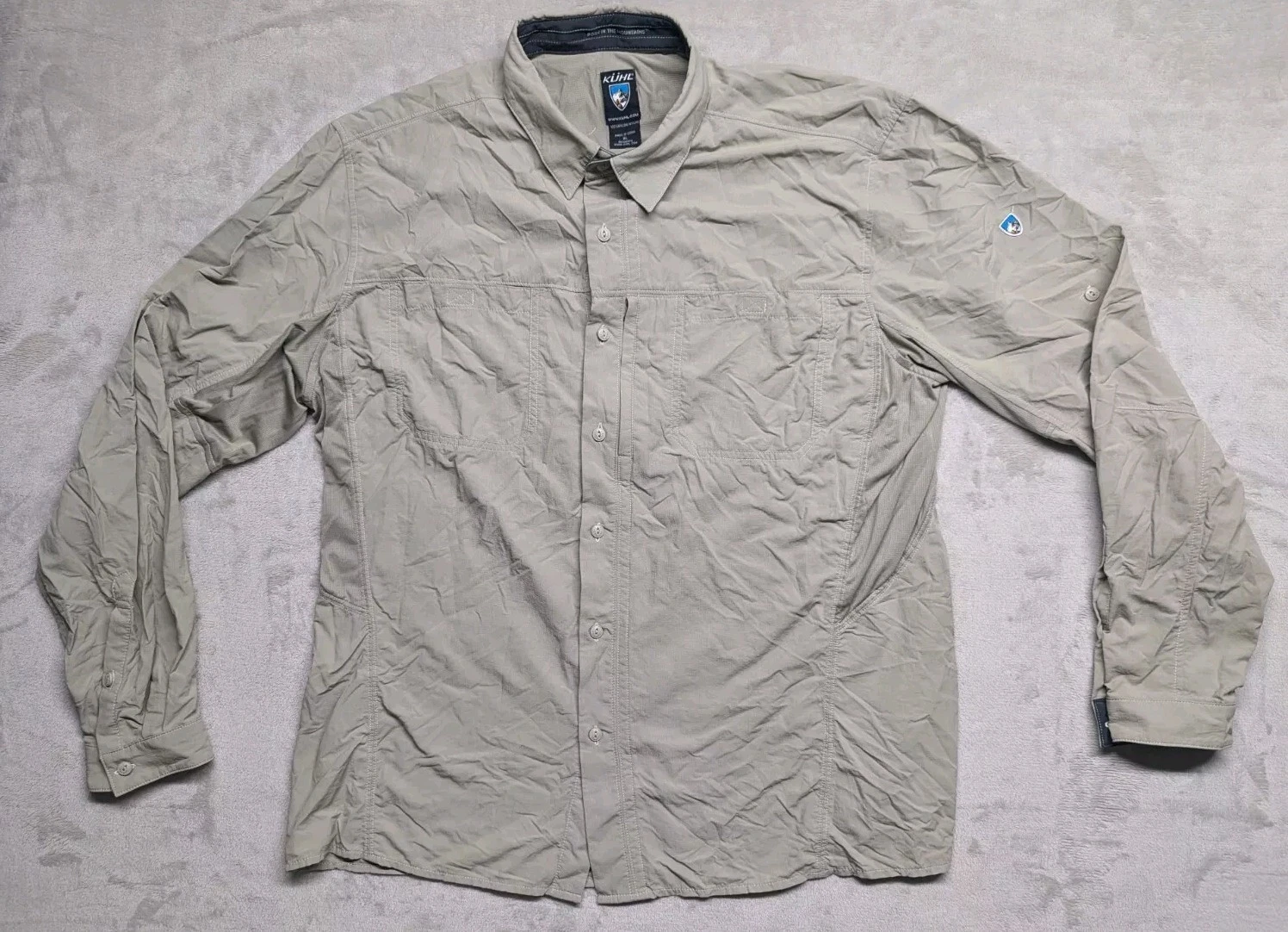 Kuhl Button Up Shirt Men's XL Beige Long Sleeve Hiking Outdoor #RN108846