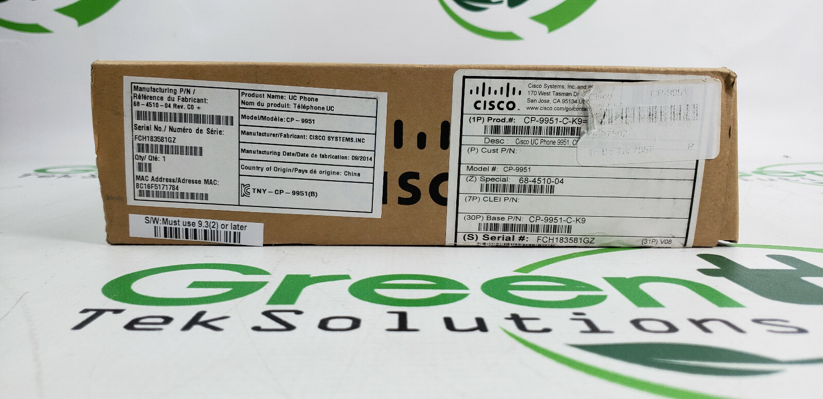 Cp 9951 C K 9 Cisco Standard Handset For Ip Phone For Sale Online Ebay