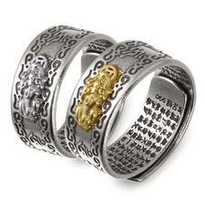 Feng Shui Pixiu Mani Mantra Adjustable Ring Protection Wealth Ring Quality Lucky