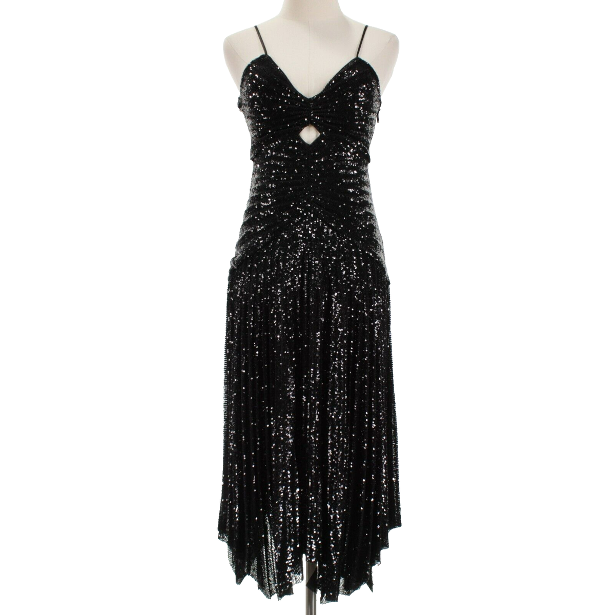 A.L.C. NWT Lou Sequined Keyhole Midi Dress Size 8 in Solid Black