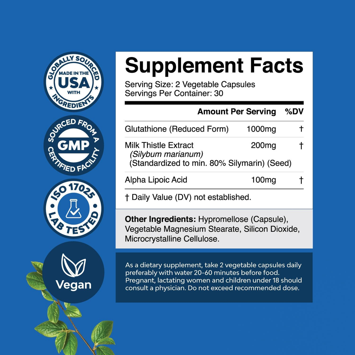 Reduced Glutathione Supplement with Glutamic Acid - L Glutathione 1000Mg  per Ser