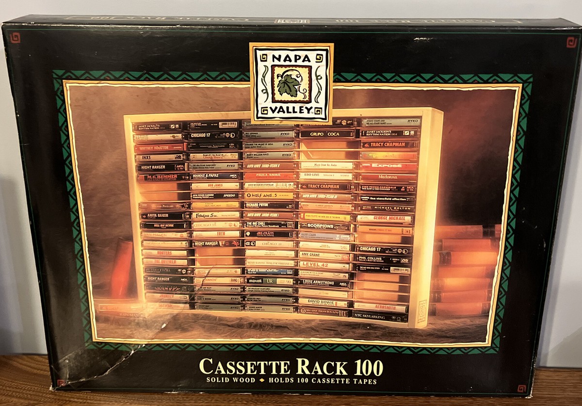 Napa Valley 100 Cassette Holder Rack Solid Pine with Box | eBay