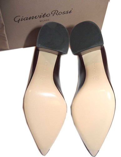 Gianvito Rossi Pointed Toe Pumps Piper in ROYALE BURGUNDY Block Heels Sz 37 - Picture 7 of 8