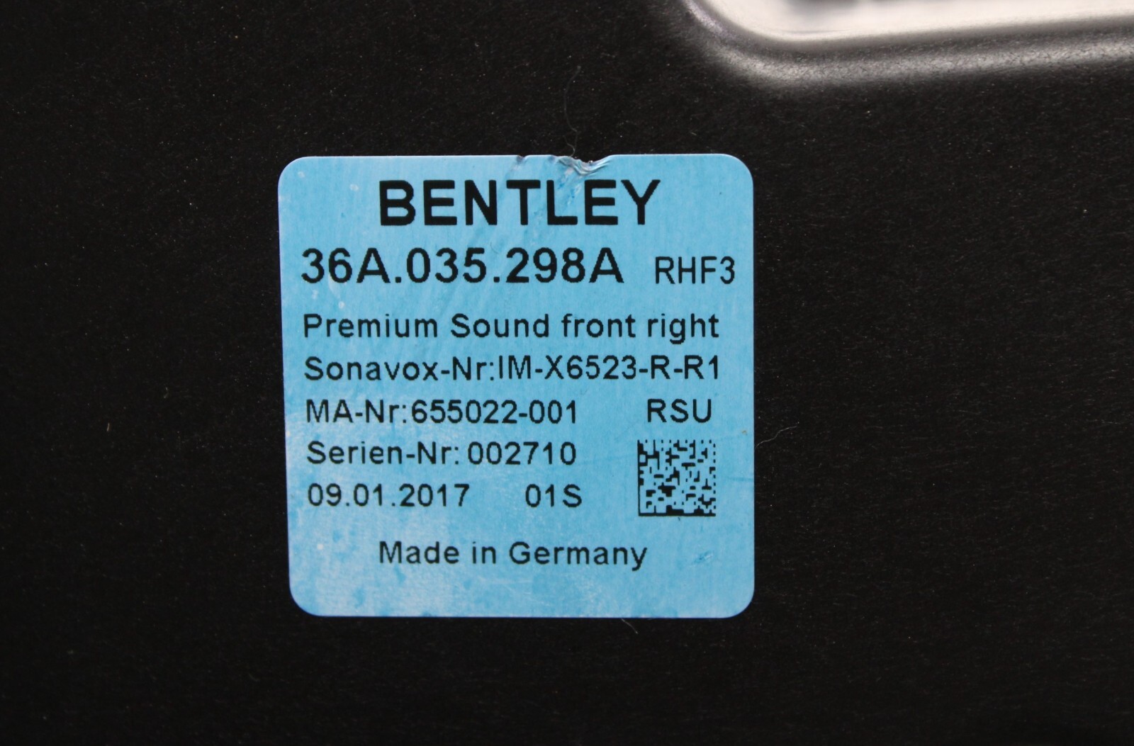 2017 - 2020 BENTLEY BENTAYGA FRONT RIGHT DOOR SUBWOOFER SPEAKER BASS BOX OEM