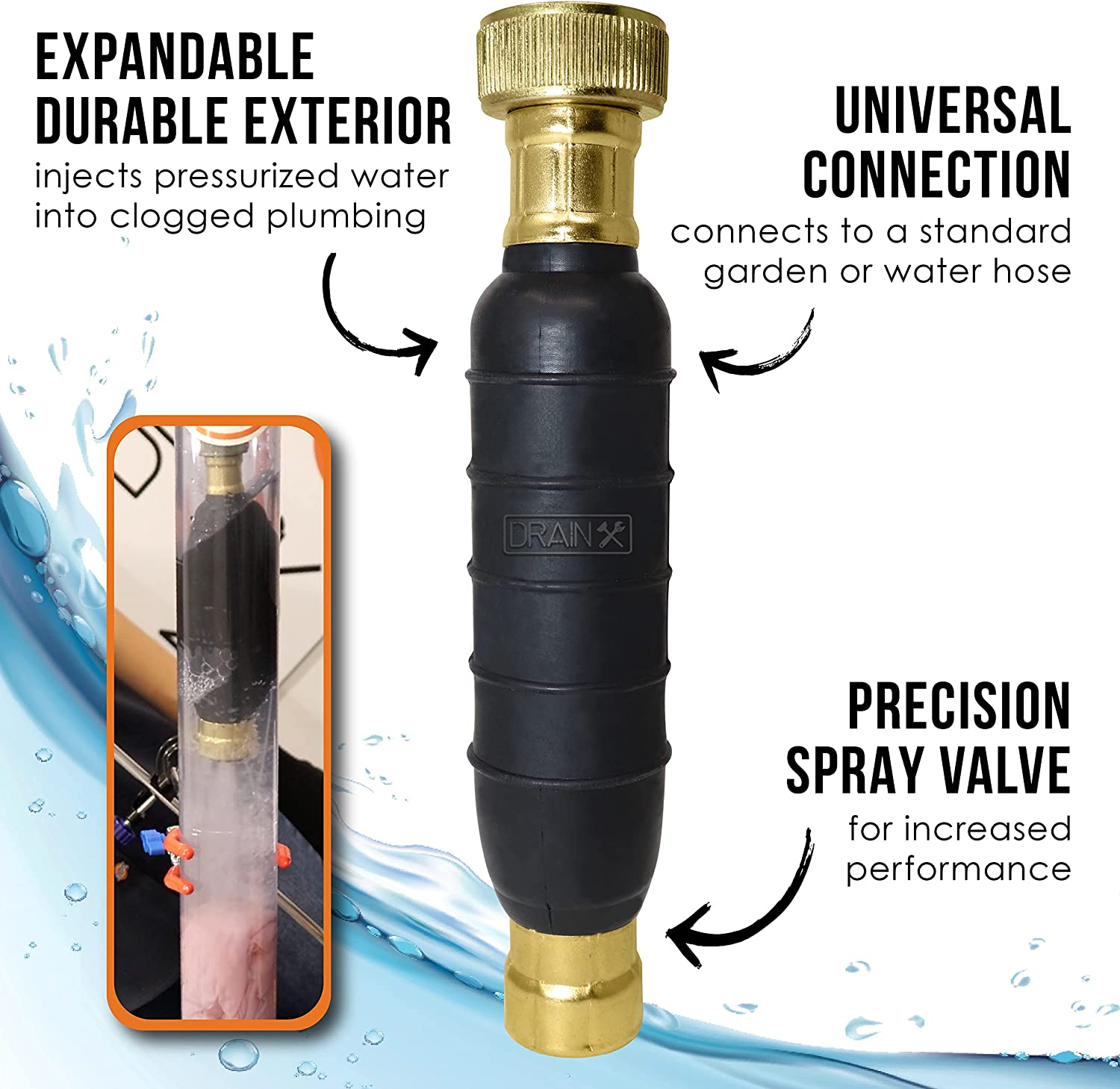 Hydro Pressure Drain Cleaning Bladder Pro Fits 1" to 6" Drain Pipes Unclogs eBay