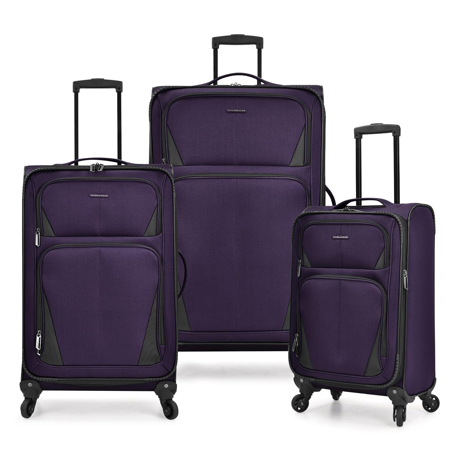 Aviron Bay Expandable Softside Spinner Wheels, Purple, 3 Piece Luggage