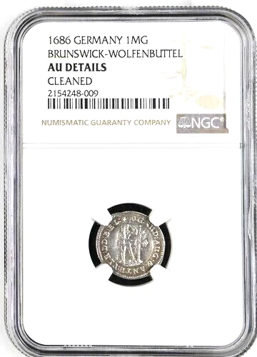 1686 German States Brunswick Wolfenbuttel Wildman Mariengroschen NGC AU Germany