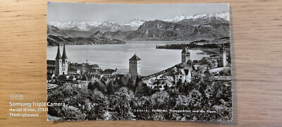 Postkarte Luzern Hofkirche Museggtürme und die Alpen gel_28
