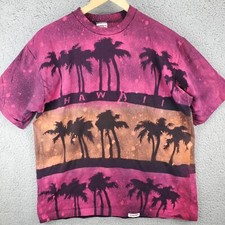 Vintage Hawaii Tie Dye Design Single Stitch USA Made Size XL Fits M Red Orange