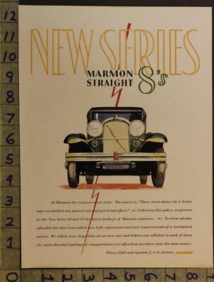 1928 MARMON STRAIGHT 8 INDIANAPOLIS INDIANA MOTOR CAR AUTO AD UE93