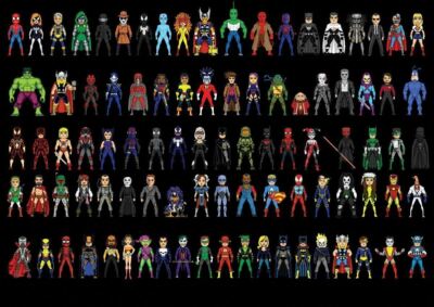 COMIC SUPER HEROES VILLAINS COLLAGE Wall Print Poster 20x30