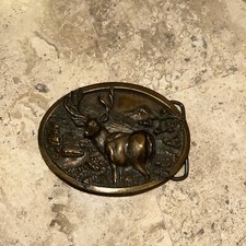 Standing Deer Stag vintage Belt Buckle 1984 E-146 Bergamot Made In USA