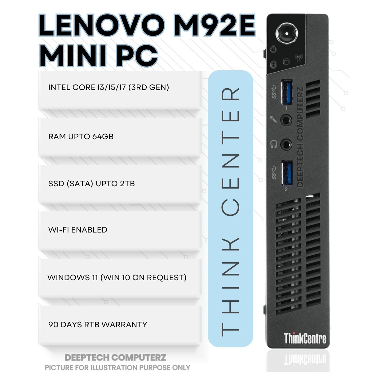 Lenovo ThinkCentre M92e Tiny PC Intel Core i7 16GB RAM 1TB SSD Wi