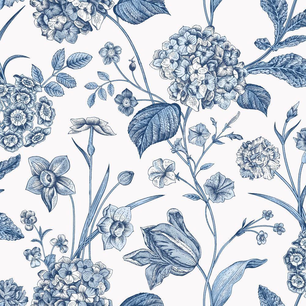 Rasch Wallpaper Amelie Hydrangea Blue/White Paper Wallpaper - Image 2
