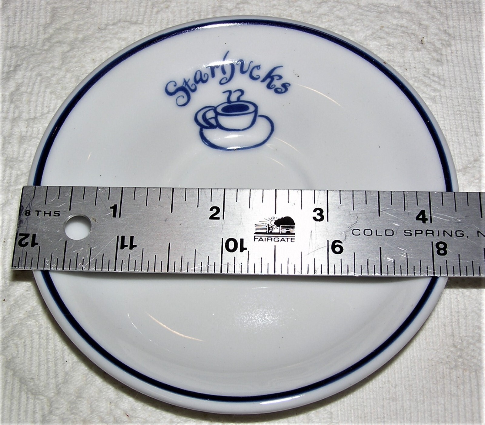 4 Starbucks Demitasse Espresso Cups & Saucers 1994 Rosanna Blue White