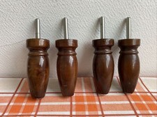 4 Anciens Pied De Lit Bois Deco Rétro 