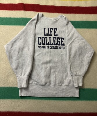 Vintage 90s Champion Reverse Weave Crewneck Life College Size Large Chiropractor