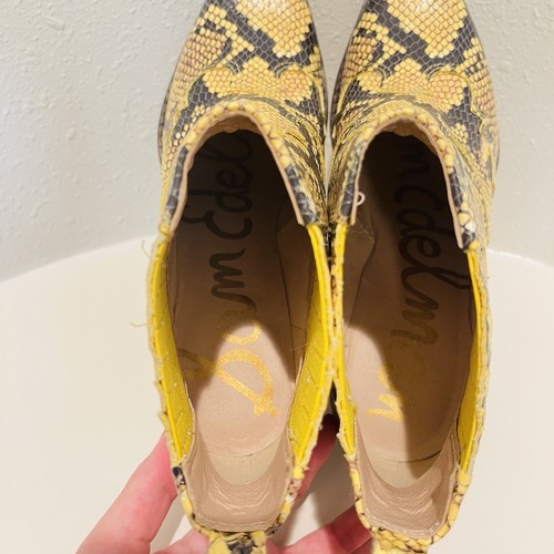 Sam Edelman Winona Snakeskin Leather Yellow Women's Western Boots Size 7 NEW - Picture 6 of 7