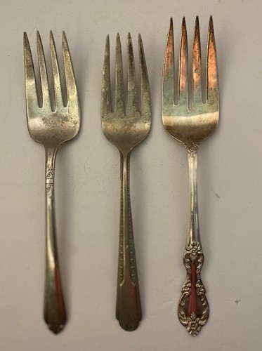 Vtg Silver Plate Lot Of 3 Serving Forks To Restore Repurpose Crafting - Picture 9 of 9