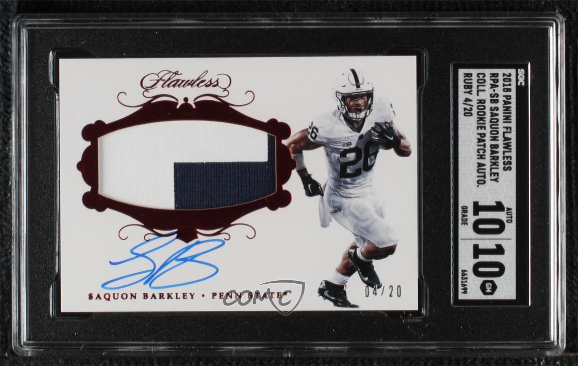 Saquon Barkley Panini Flawless Collegiate Rookie Patch Autographs #SB Ruby