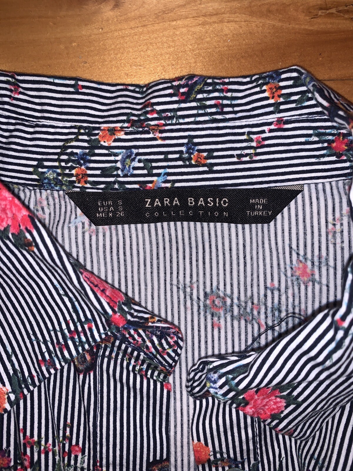 Zara Basic Striped Floral Print Button Up Blouse … - image 6