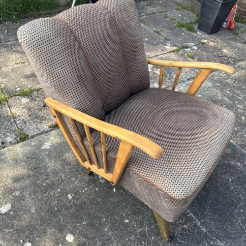 Vintage Continental Armchair In Art Deco Style Mid Century Loft Scandi Armchair - Picture 2 of 10