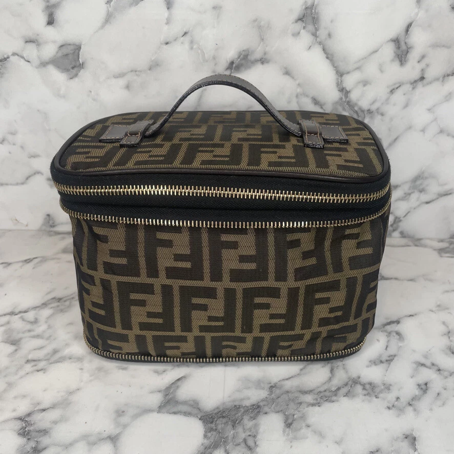 FENDI Vintage Zucca Monogram Vanity Leather Top Handle Collapsable