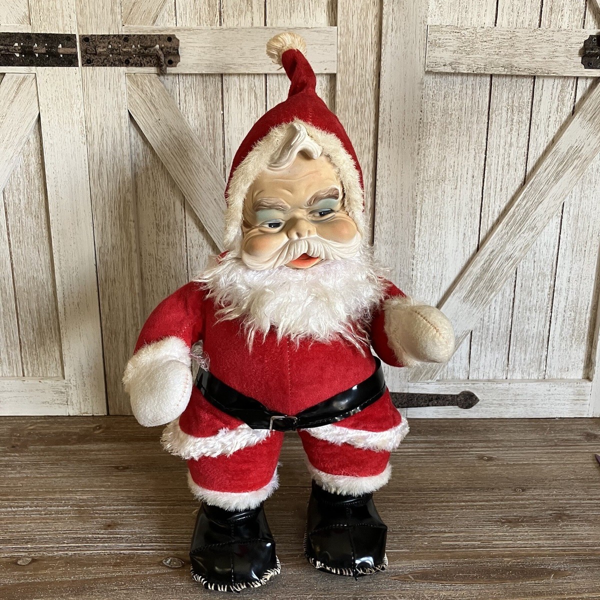 Vintage RUSHTON Santa STAR CREATION Santa Doll White Plush Hands