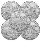 Lot of 5 - 1 Troy oz Genghis Khan Design .999 Fine Silver Round