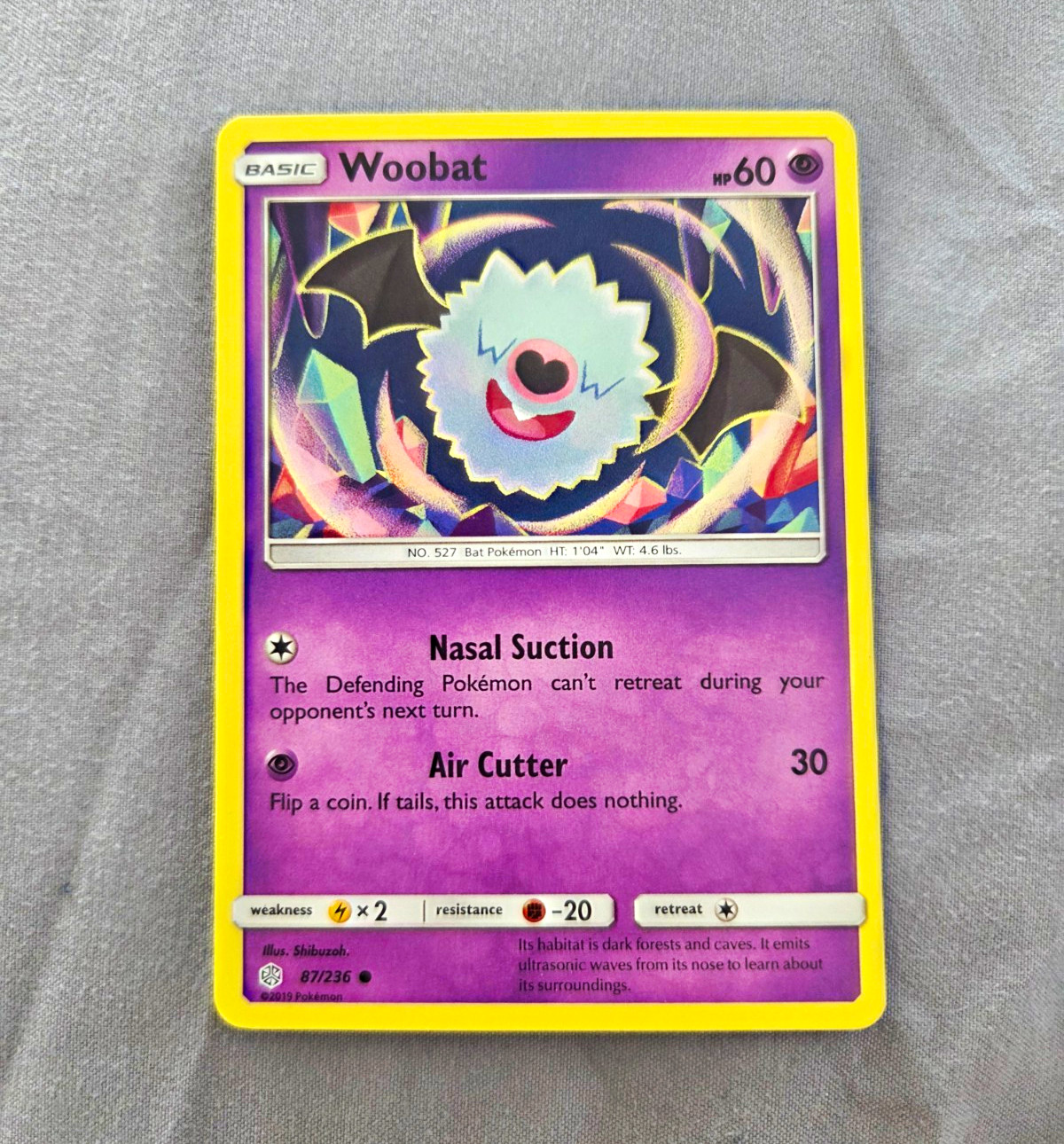Pokemon TCG Woobat 87/236 SM Cosmic Eclipse Common Regular English 2019 Basic