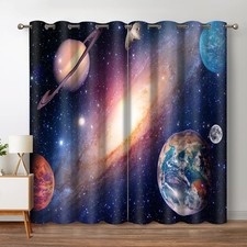 Jekeno Galaxy Planet Blackout Curtains Outer Space Universe Nebula Stars Star...