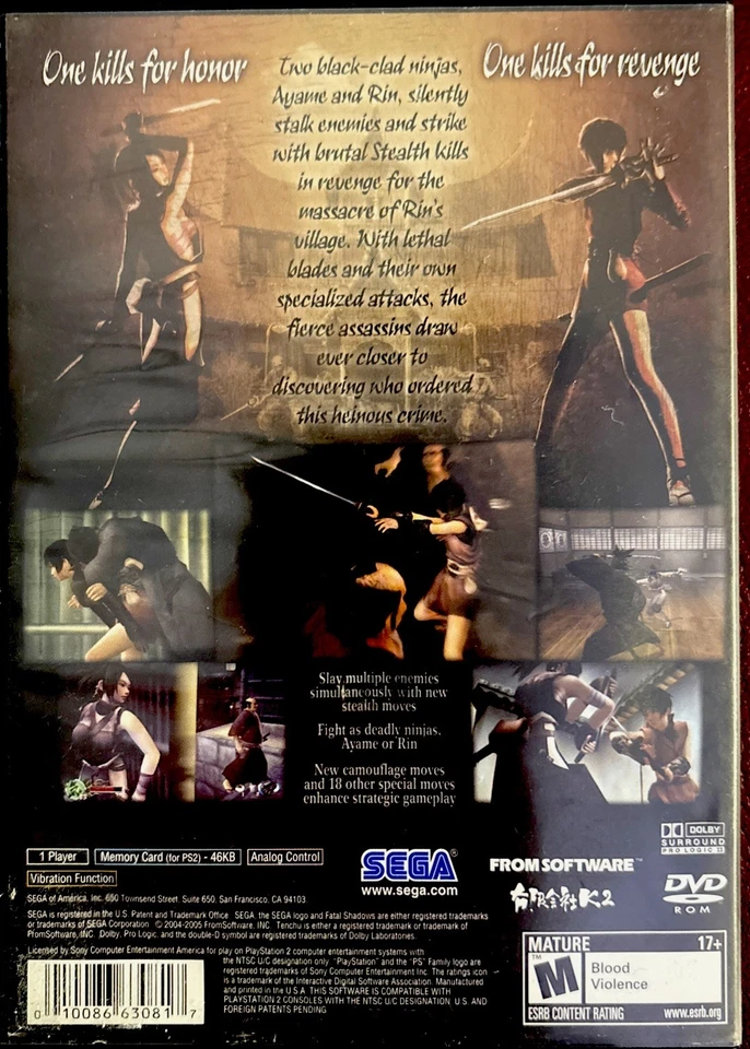 Tenchu: Fatal Shadows (Sony PlayStation 2, 2005) No Manual Tested Works Great. - Image 4 of 4