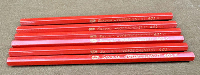 DDR Bleistifte / VORZEICHENSTIFT 402 SAXONIA - 6 Stück - ROT - NEU - TOP