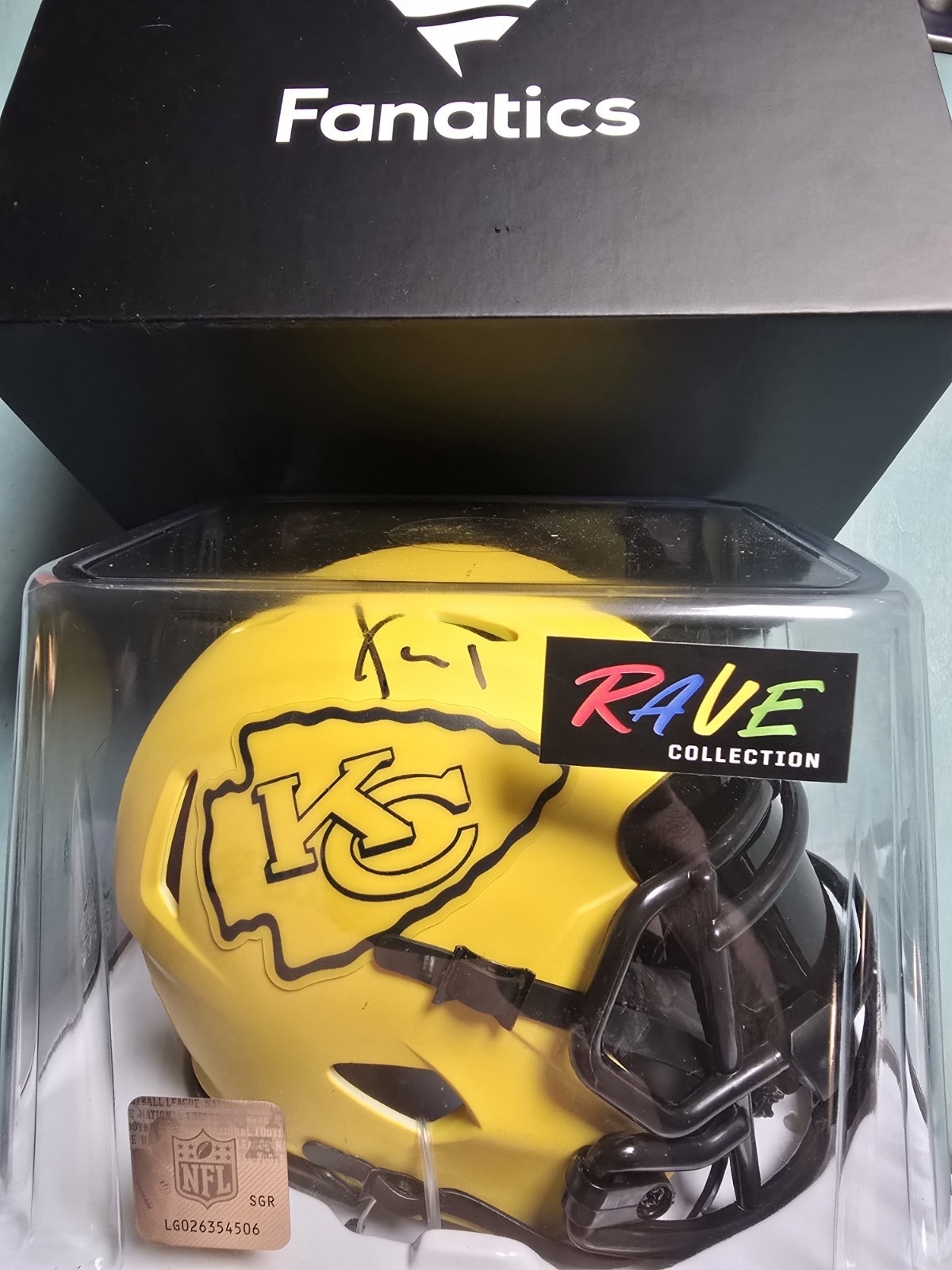 Xavier Worthy Rave Autographed Signed Mini Helmet Fanatics 