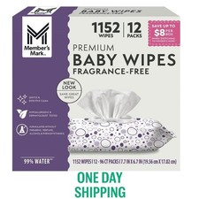 Members Mark Premium Scented Baby Wipes 1152 Count Soft Sensitive Bulk Box