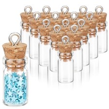 16PCS Small Glass Bottles With Cork Lids, 1ml Mini Wishing Bottles, Clear...
