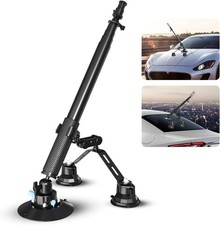 Triple Strong Suction Cup Camera Car Mount for Insta360, with 2in1 Extension Pol