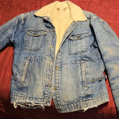 Denim Men's Blue Cotton Sherpa Lined Button Jacket Pockets Quilted L 42
