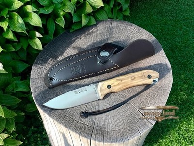 Joker Aguila Bushcraft Knife 4.13  MOVA Blade Olive Wood Handle | Leather Sheath