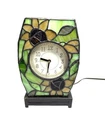 *Vtg Stained Glass Mantle Clock Lamp  Tiffany Style Sunflower