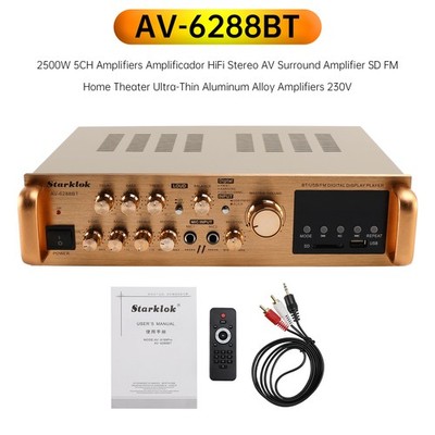 2500W 5CH Amplifier Verstärker HiFi Stereo AV Surround SD FM Heimkino Gold