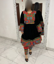 Damen Afghan dress Set schwarz mit mehrfarbig...
