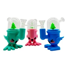5" Animated Character Silicone Water Pipe Rig Kit Christmas Tree Cute Water Pipe