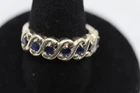 Vintage Sterling Silver Blue Sapphire S-Link Band Ring Size 7.75 925 Thai 5.2g