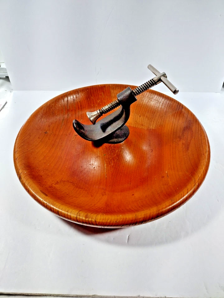 Vintage Cast Iron Nut Cracker w/ 10.5" Wood Bowl.  Year Round Nutcracking Fun - Image 3 of 4